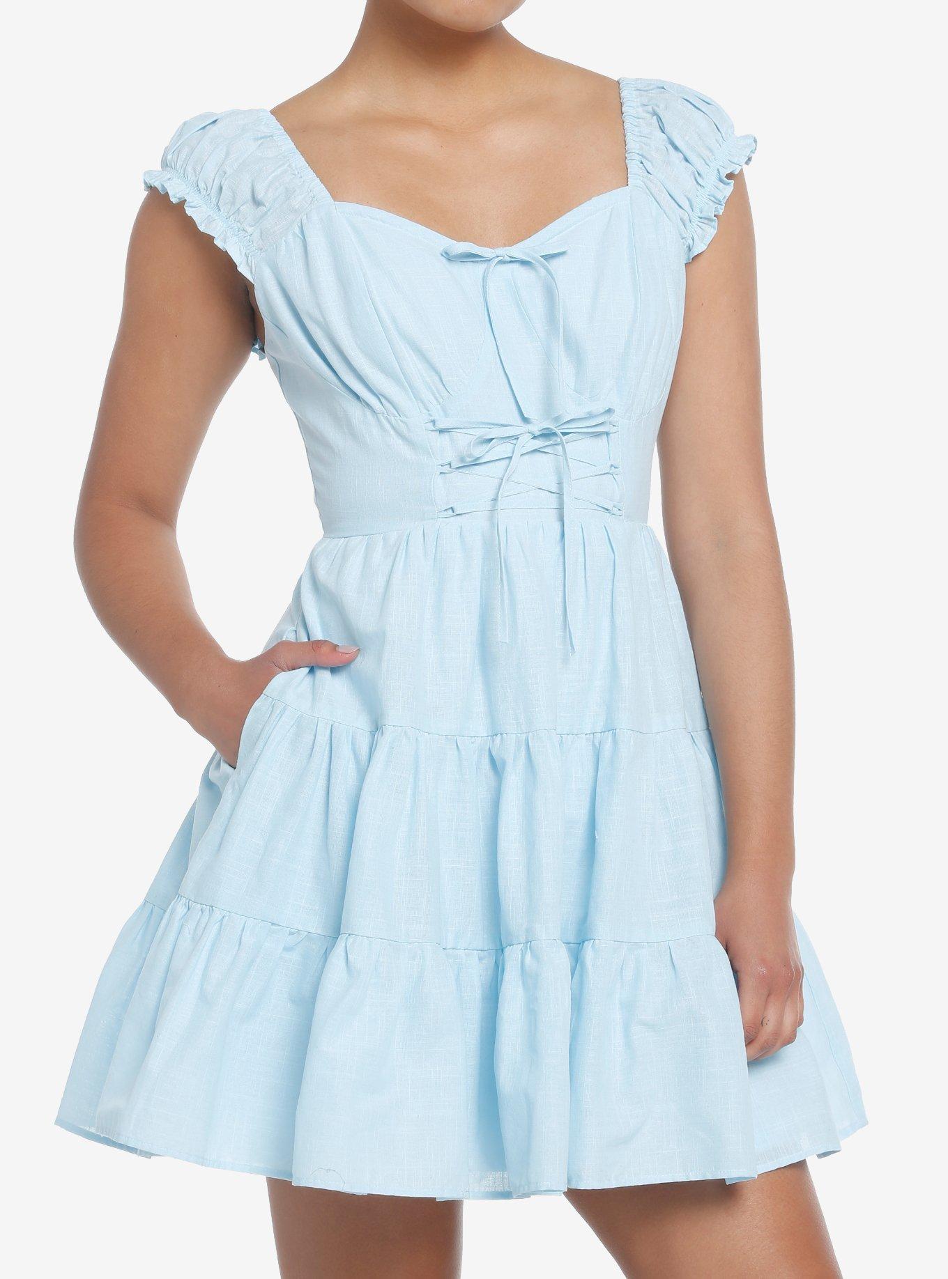 Sweet Society Baby Blue Tiered Dress, BABY BLUE, hi-res
