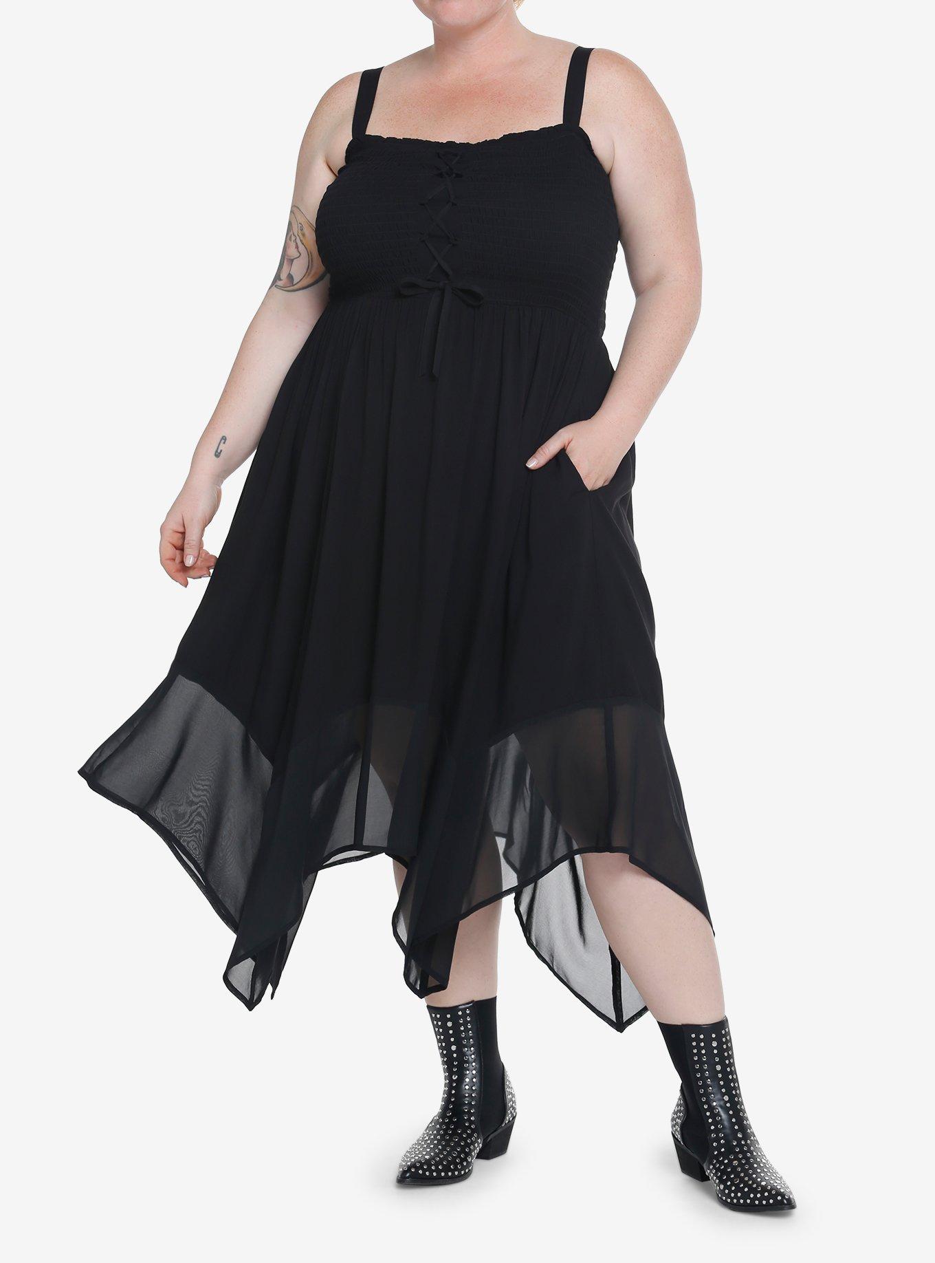 Thorn Fable Black Lace Up Hanky Hem Dress Plus Size Hot Topic