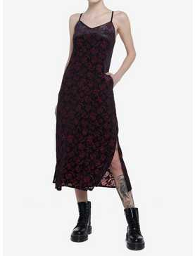 Burgundy Velvet Rose Dagger Maxi Dress, , hi-res
