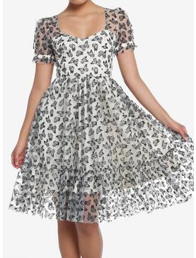Thorn & Fable Ivory & Black Butterfly Glitter Mesh Dress, , hi-res