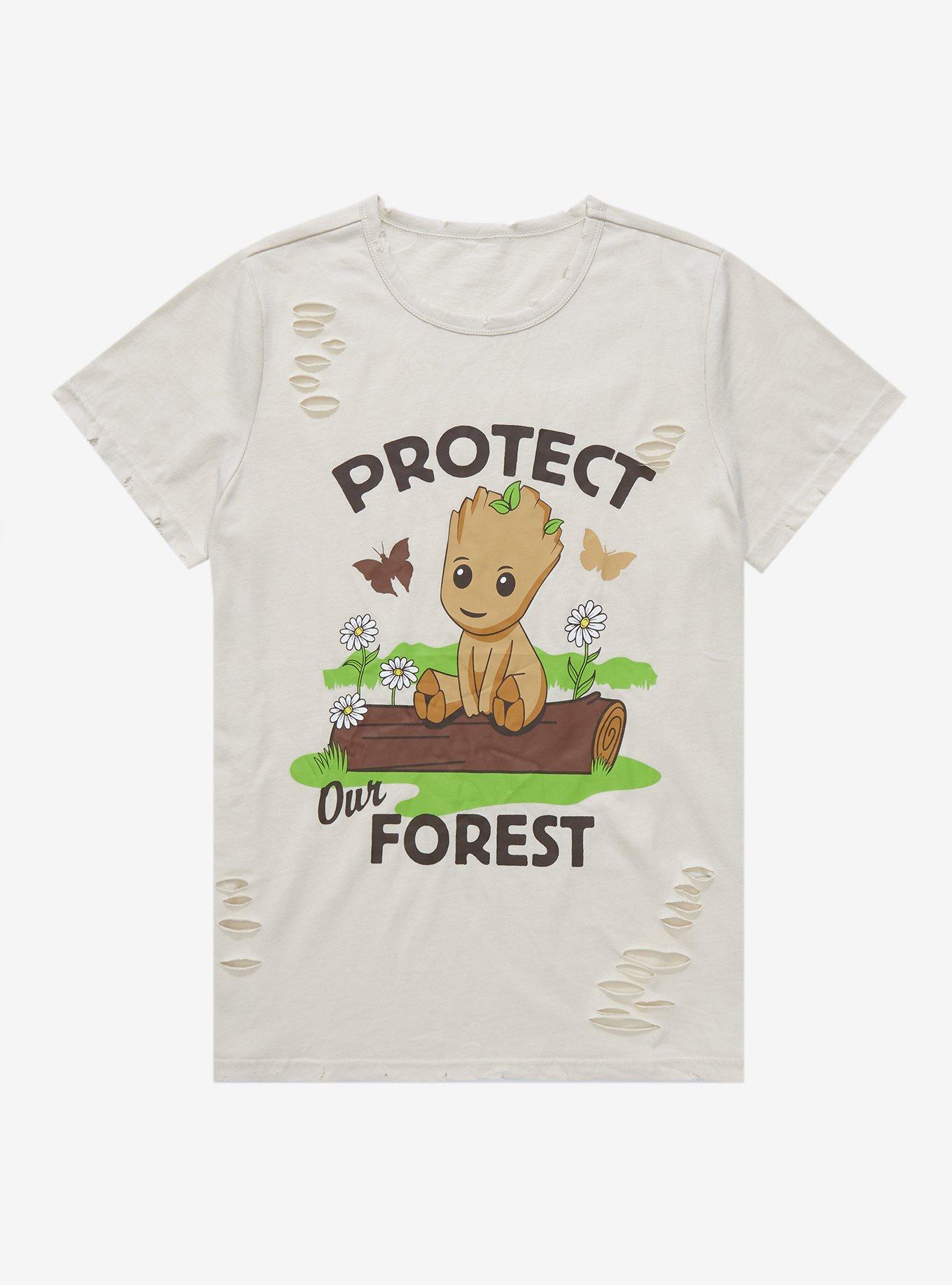 Marvel I Am Groot Protect Our Forest Women's Plus Size T-Shirt - BoxLunch Exclusive, OFF WHITE, hi-res