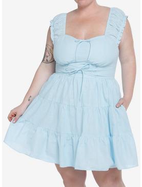 Sweet Society Baby Blue Tiered Dress Plus Size, , hi-res