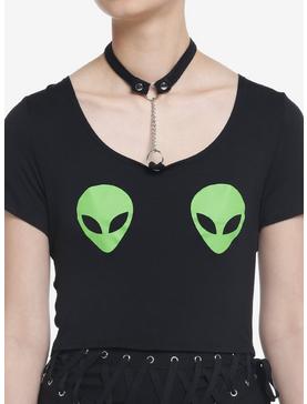 Social Collision Alien Choker Girls Crop T-Shirt, , hi-res