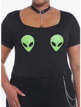 Social Collision Alien Choker Girls Crop T-Shirt Plus Size, , hi-res