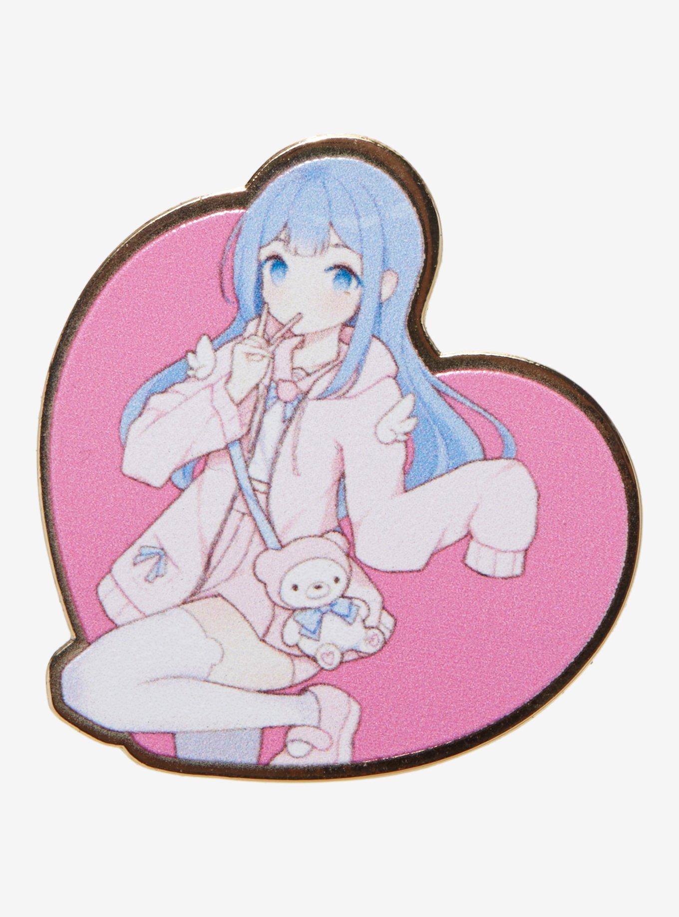 Kawaii Girl Heart Enamel Pin, , hi-res