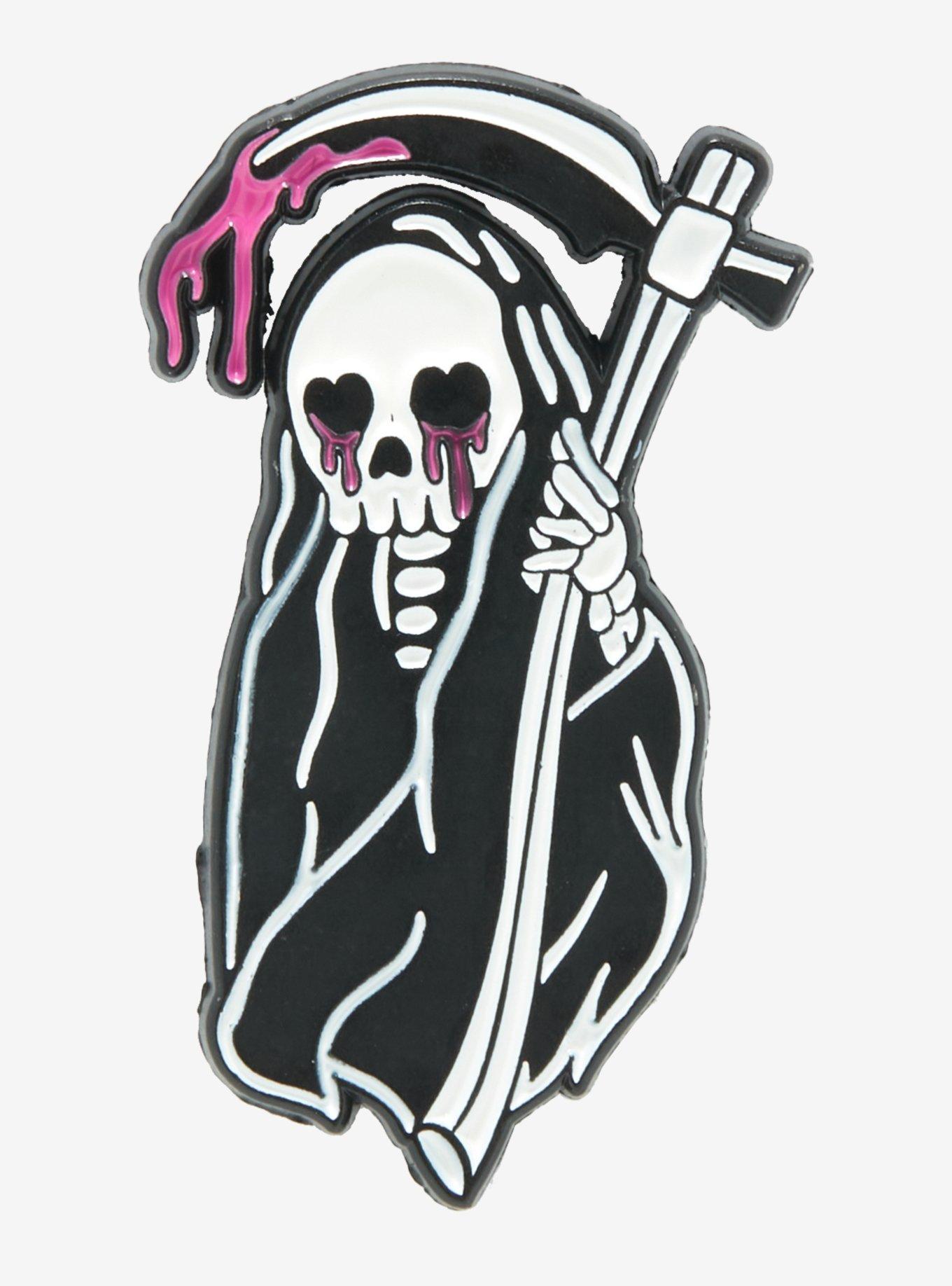 Pink Blood Grim Reaper Enamel Pin, , hi-res