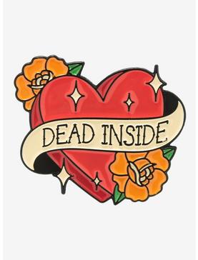Dead Inside Tattoo Heart Enamel Pin, , hi-res
