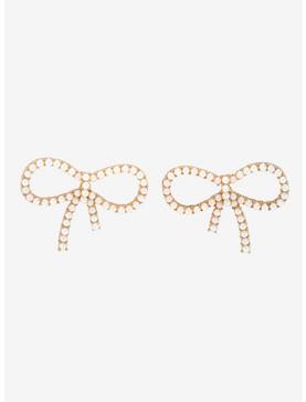 Pearl Bow Stud Earrings, , hi-res