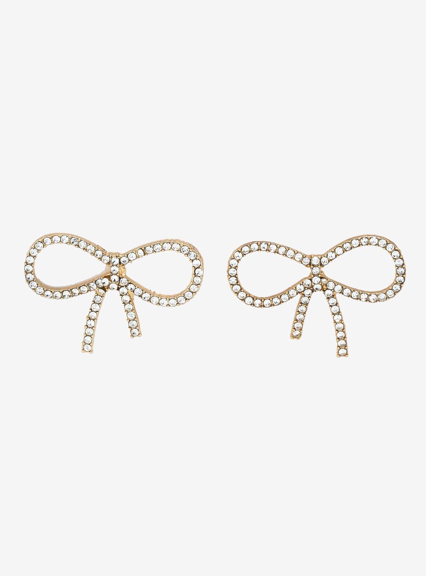 Bejeweled Bow Stud Earrings, , hi-res