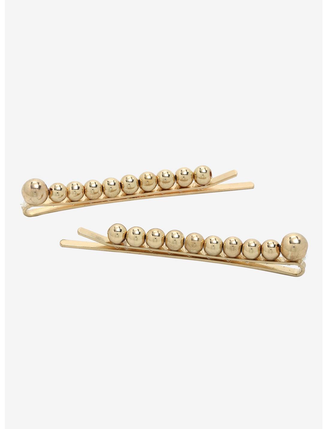 Gold Bead Hair Clip Set, , hi-res