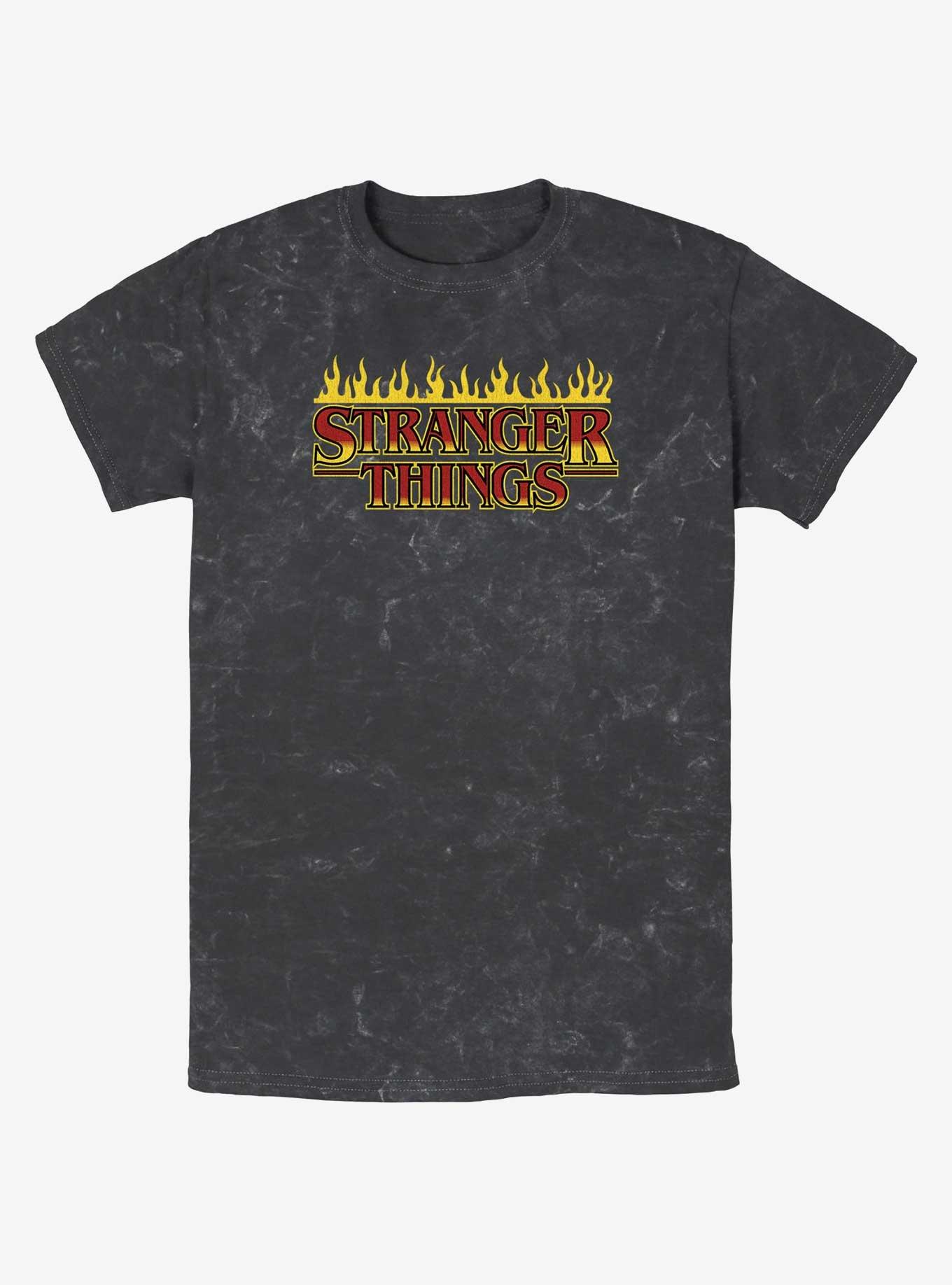 Stranger Things Flaming Logo Mineral Wash T-Shirt, , hi-res