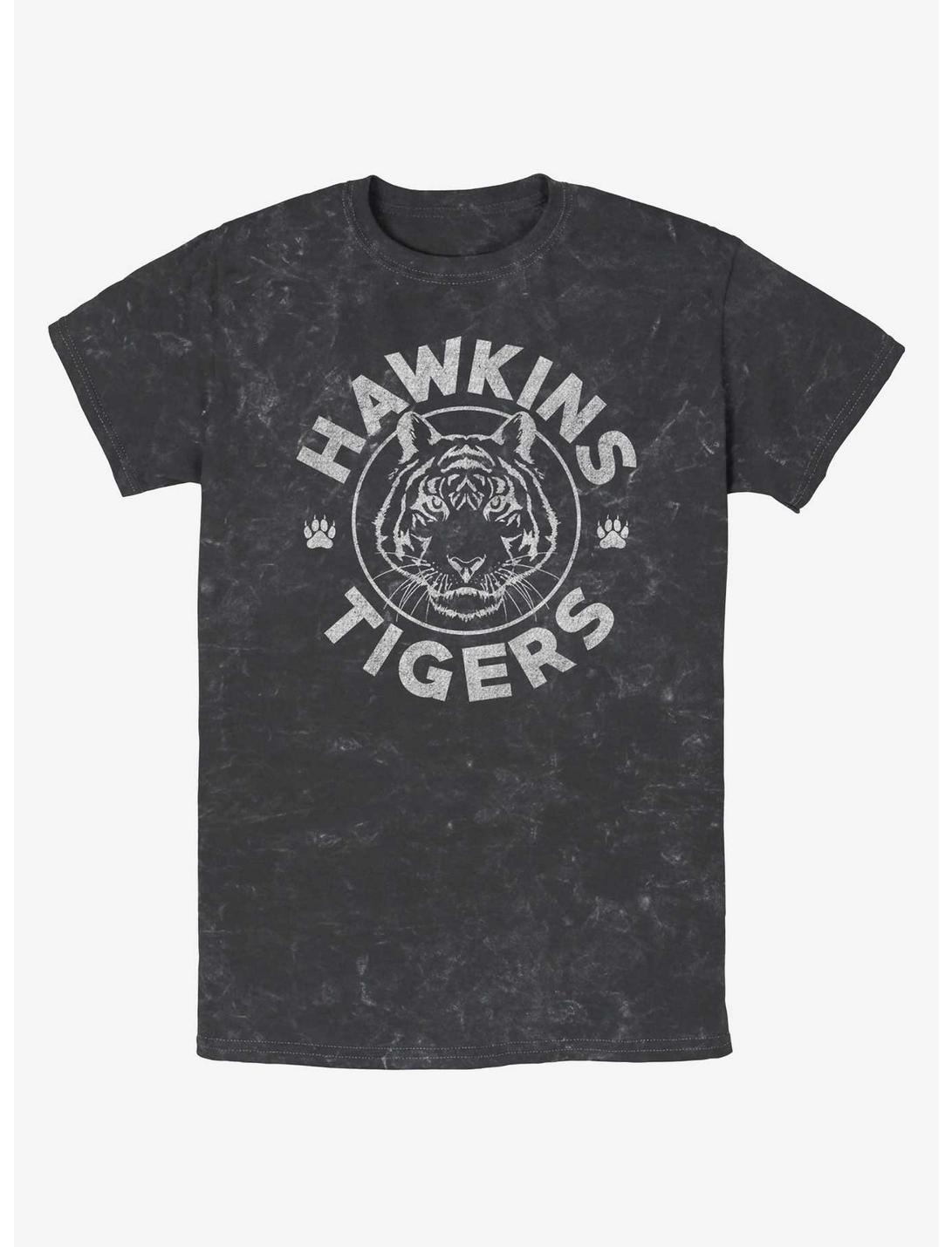 Stranger Things Hawkins Tigers Mineral Wash T-Shirt, BLACK, hi-res