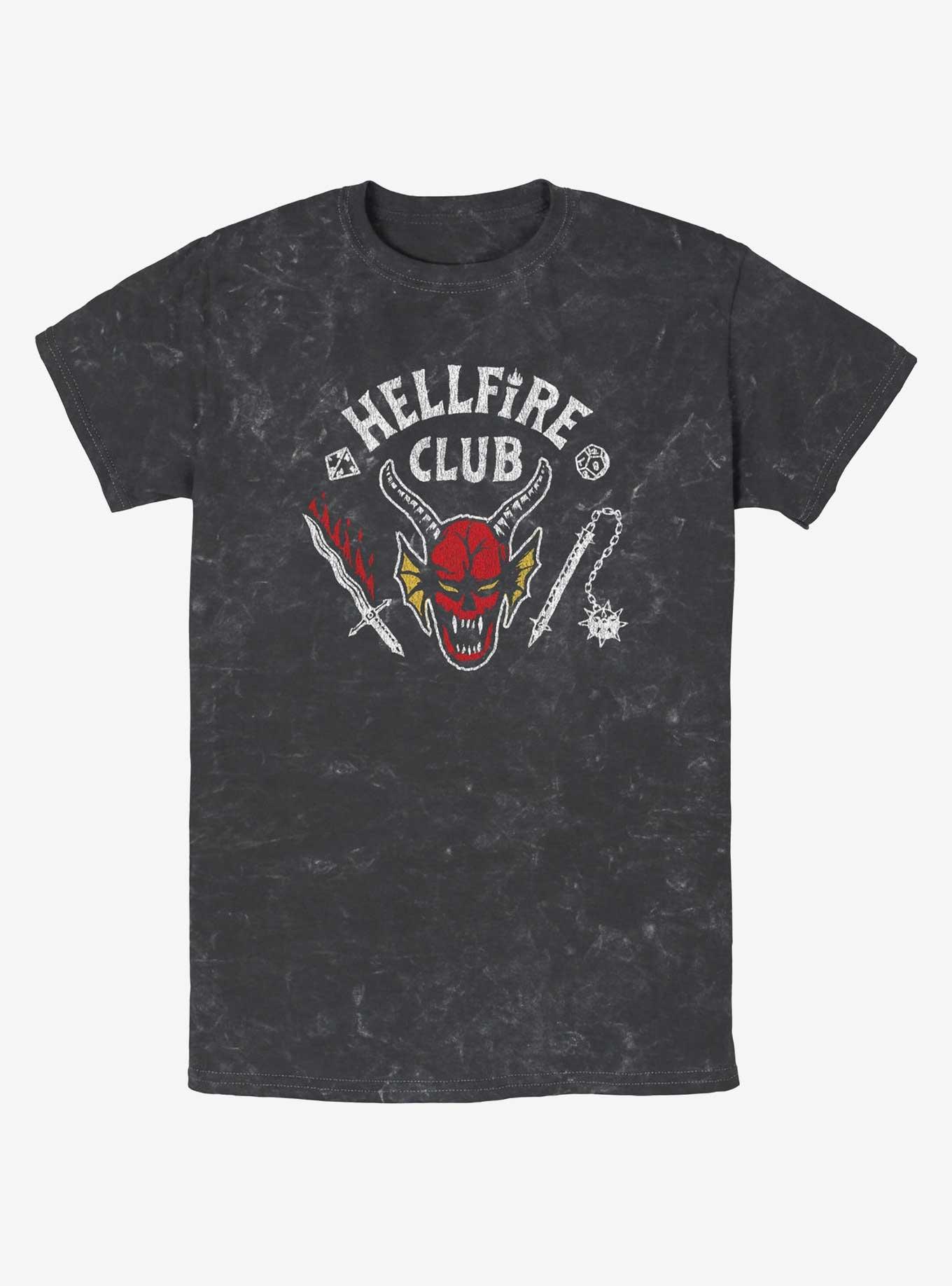 Stranger Things Hellfire Club Mineral Wash T-Shirt, BLACK, hi-res