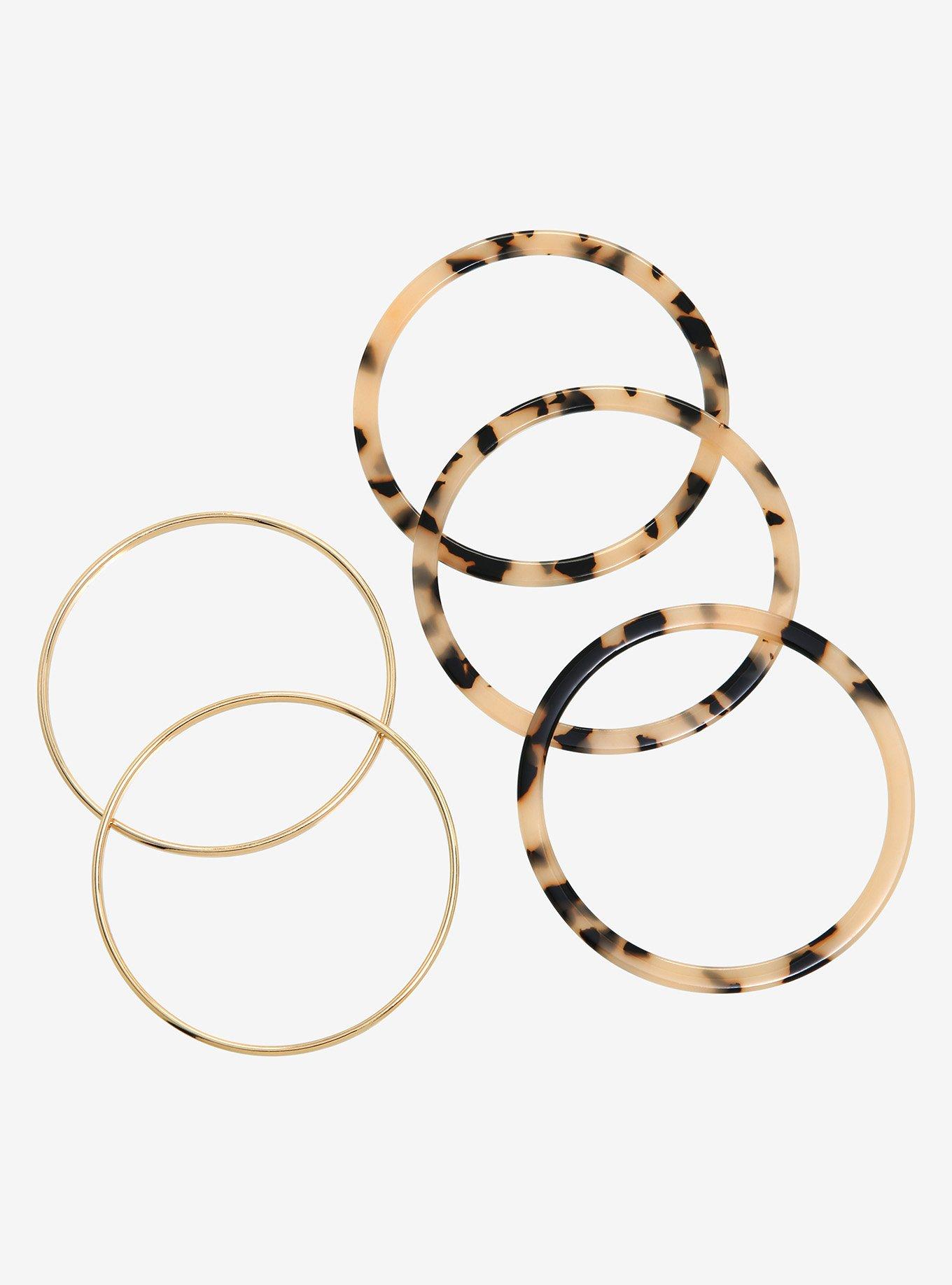 Tortoise Shell Gold Bangle Bracelet Set, , hi-res