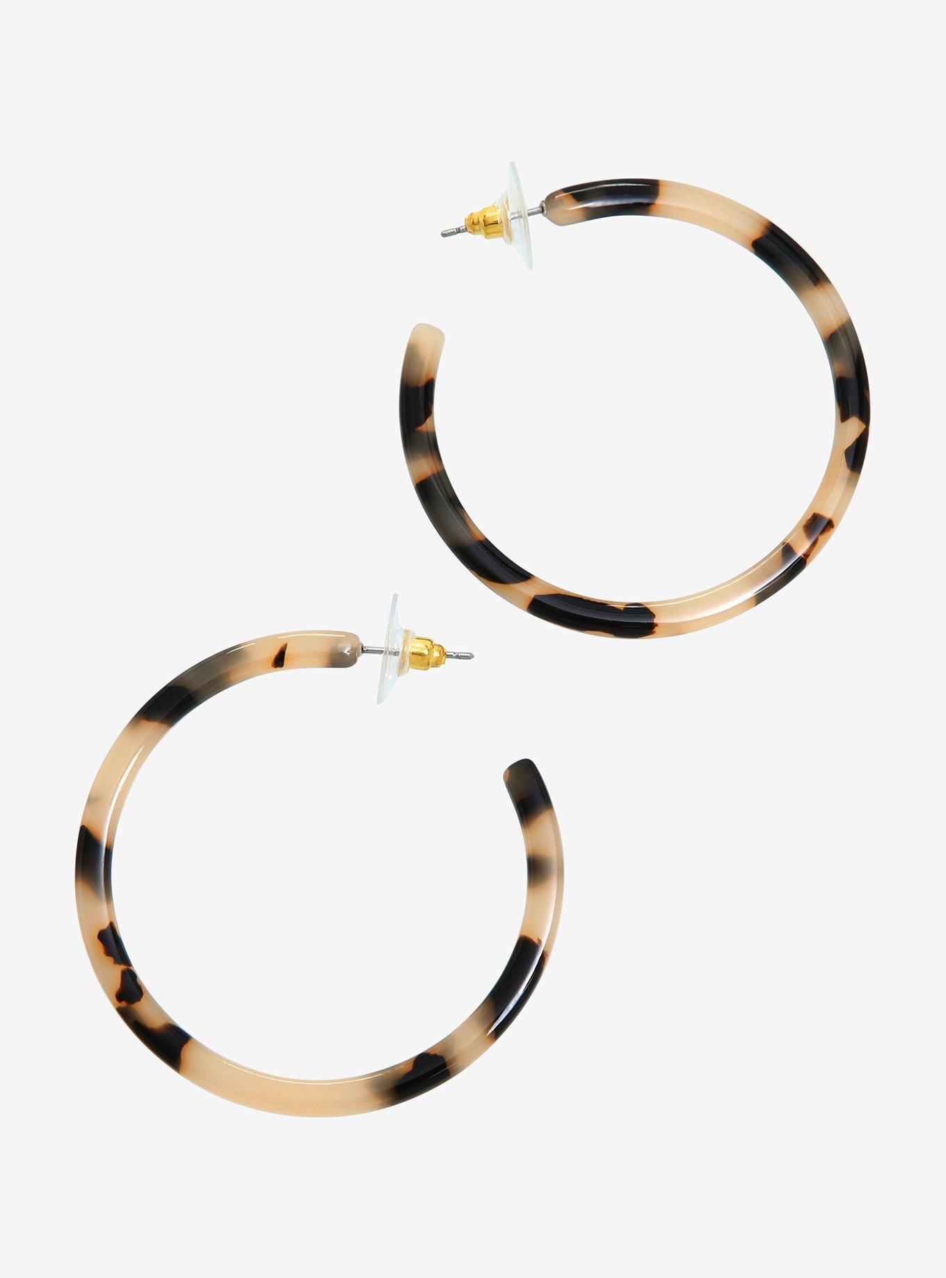 Tortoise Shell Hoop Earrings, , hi-res