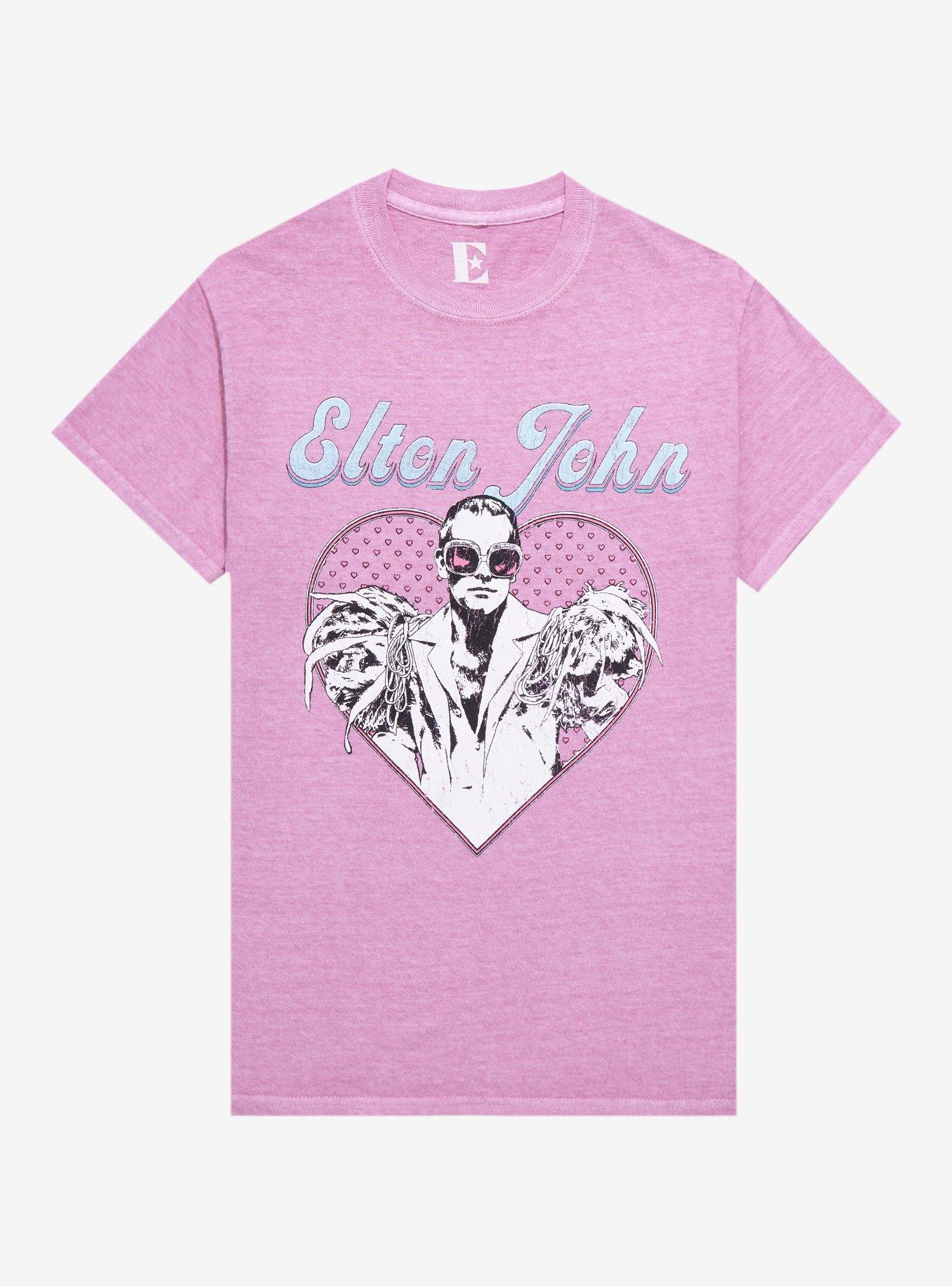 Elton John Heart Portrait Boyfriend Fit Girls T-Shirt, PINK, hi-res