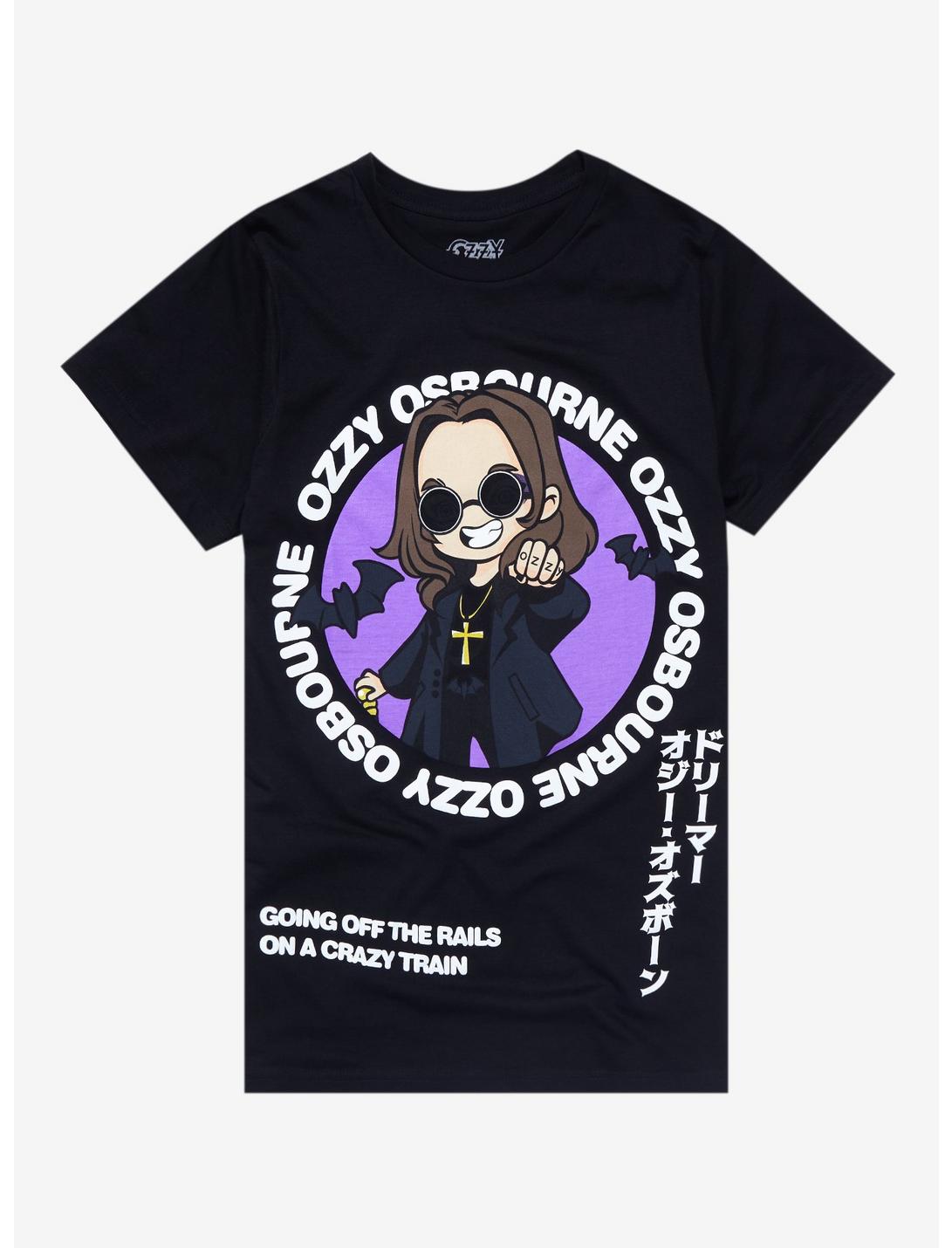 Ozzy Osbourne Chibi Crazy Train Boyfriend Fit Girls T-Shirt, BLACK, hi-res