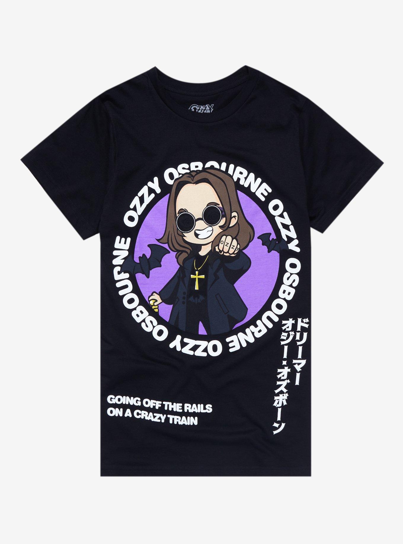 Ozzy Osbourne Chibi Crazy Train Boyfriend Fit Girls T-Shirt, BLACK, hi-res