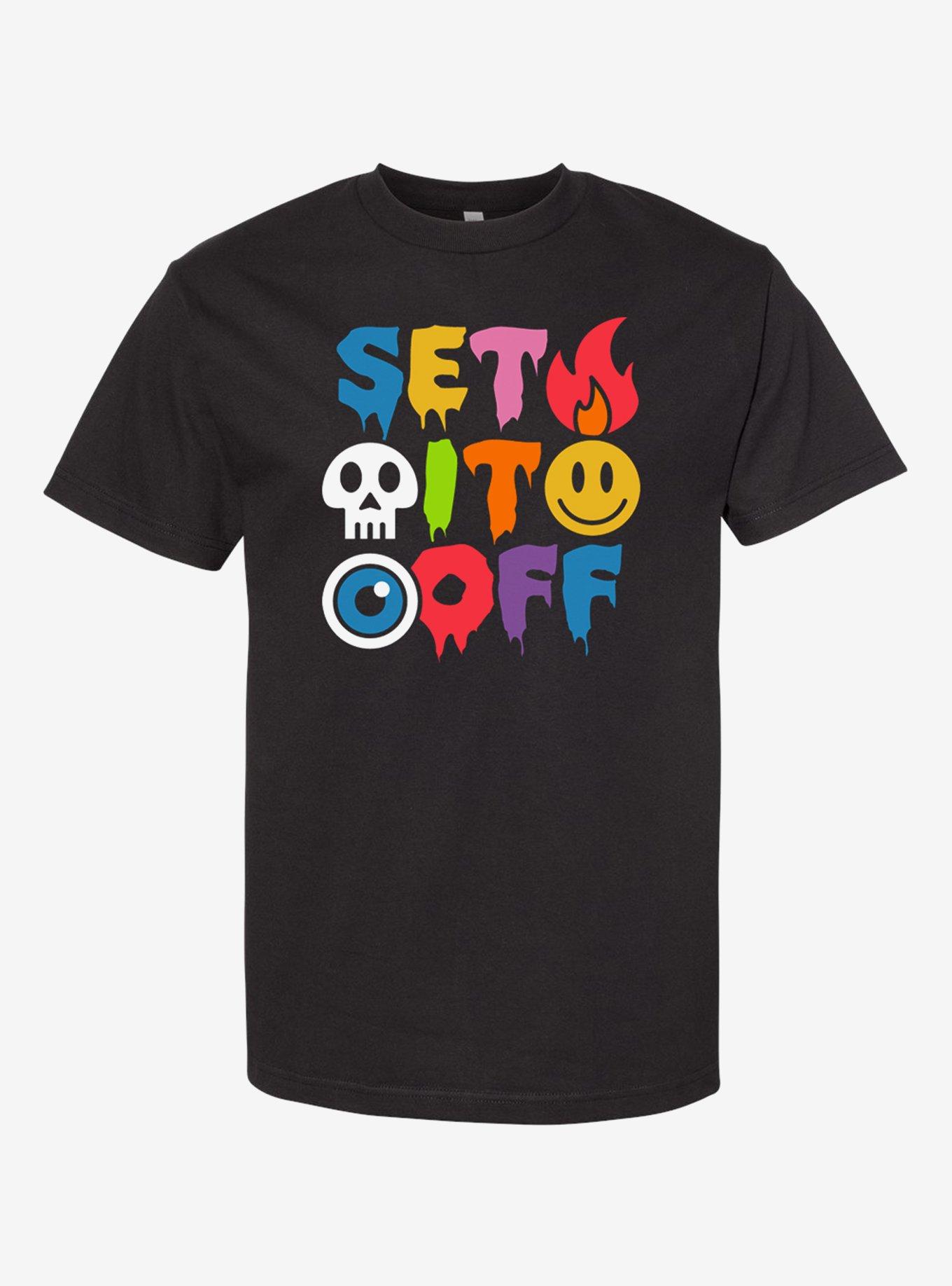 Set It Off Emojis Boyfriend Fit Girls T-Shirt, BLACK, hi-res