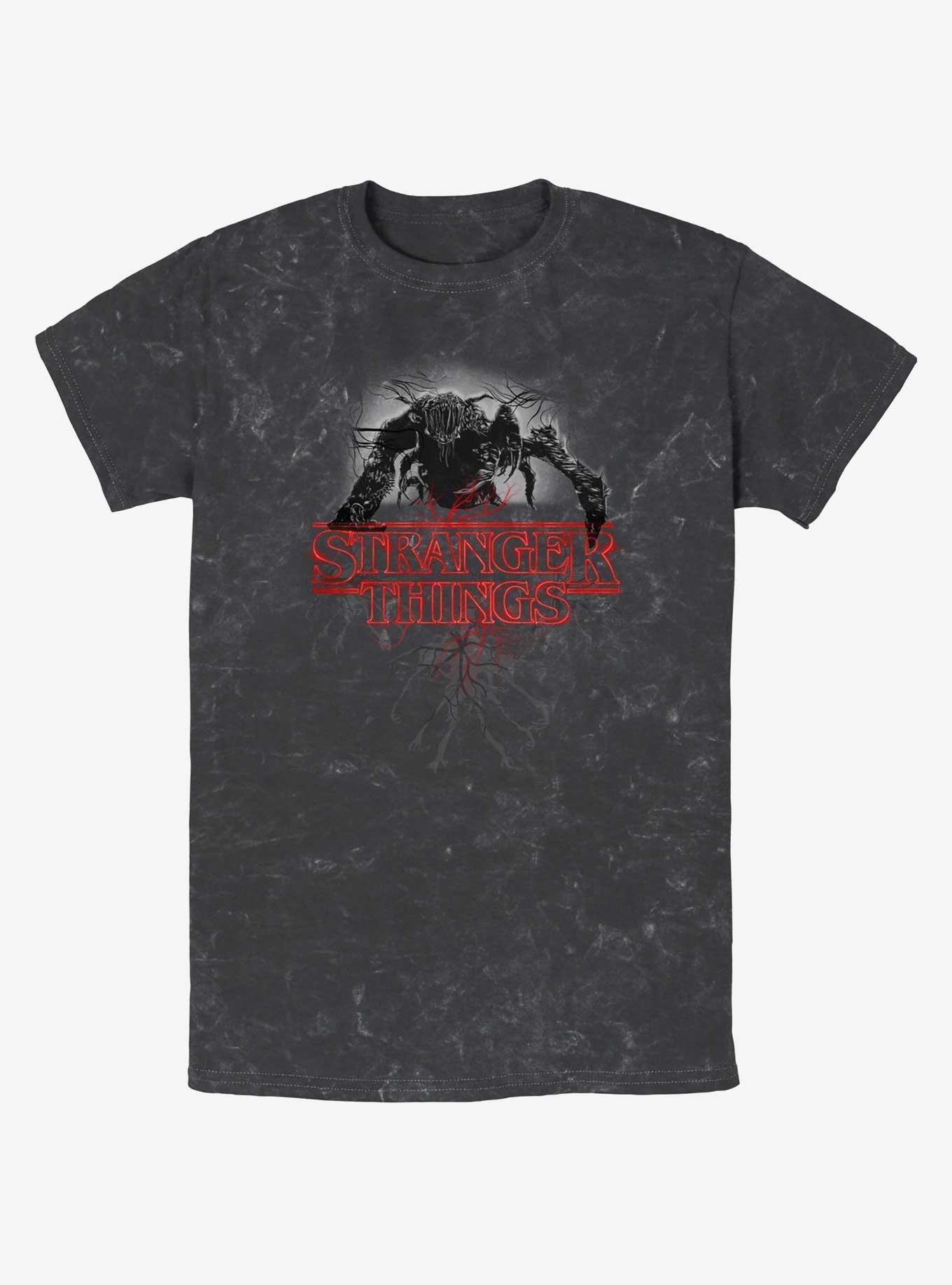 Stranger Things Logo Demogorgon Mineral Wash T-Shirt, , hi-res