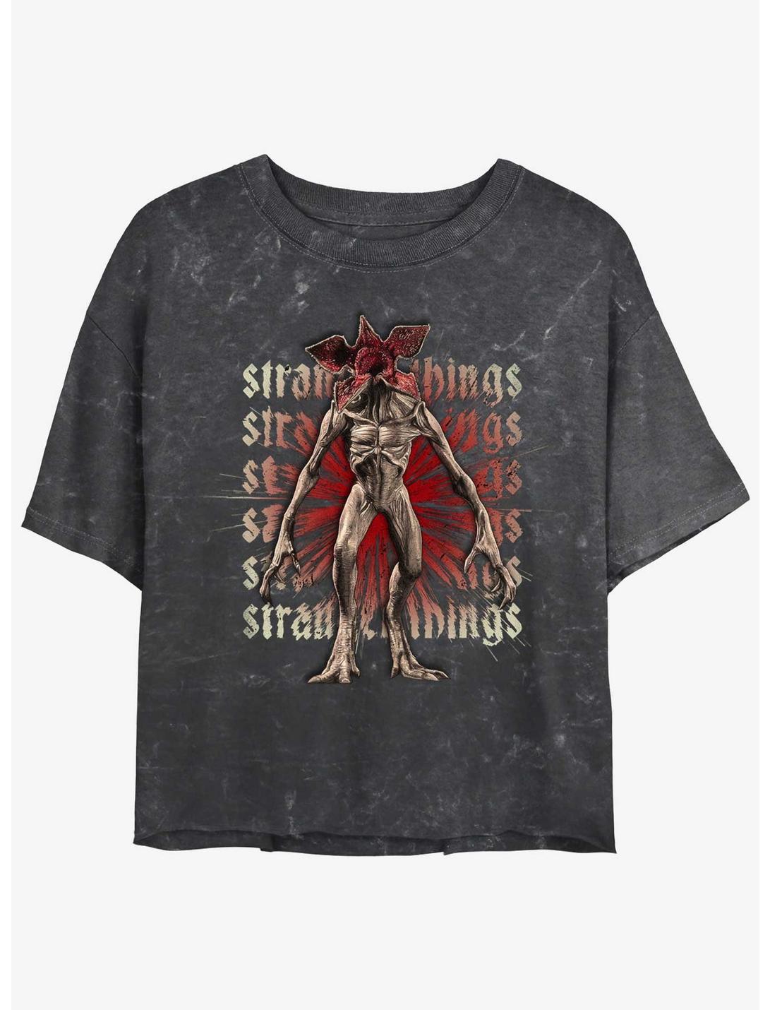 Stranger Things Demogorgon Merge Mineral Wash Womens Crop T-Shirt, BLACK, hi-res