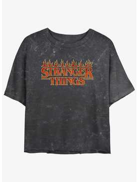 Stranger Things Fire Logo Mineral Wash Womens Crop T-Shirt, , hi-res