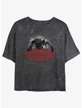Stranger Things Logo Demogorgon Mineral Wash Womens Crop T-Shirt, , hi-res