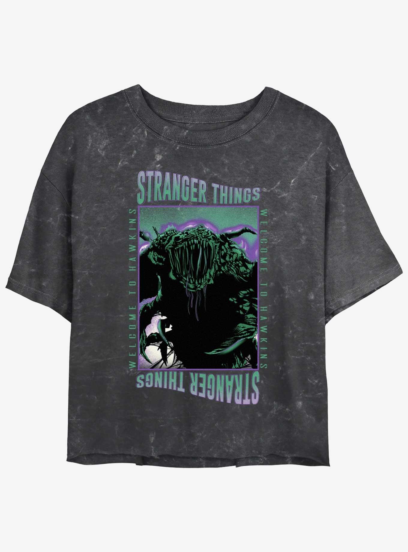 Stranger Things Monster Things Mineral Wash Womens Crop T-Shirt, , hi-res