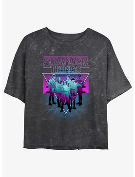 Stranger Things Neon Group Mineral Wash Womens Crop T-Shirt, , hi-res