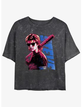 Stranger Things Splatterpunk Steve Mineral Wash Womens Crop T-Shirt, , hi-res