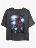 Stranger Things Starry Demogorgon Mineral Wash Womens Crop T-Shirt, BLACK, hi-res