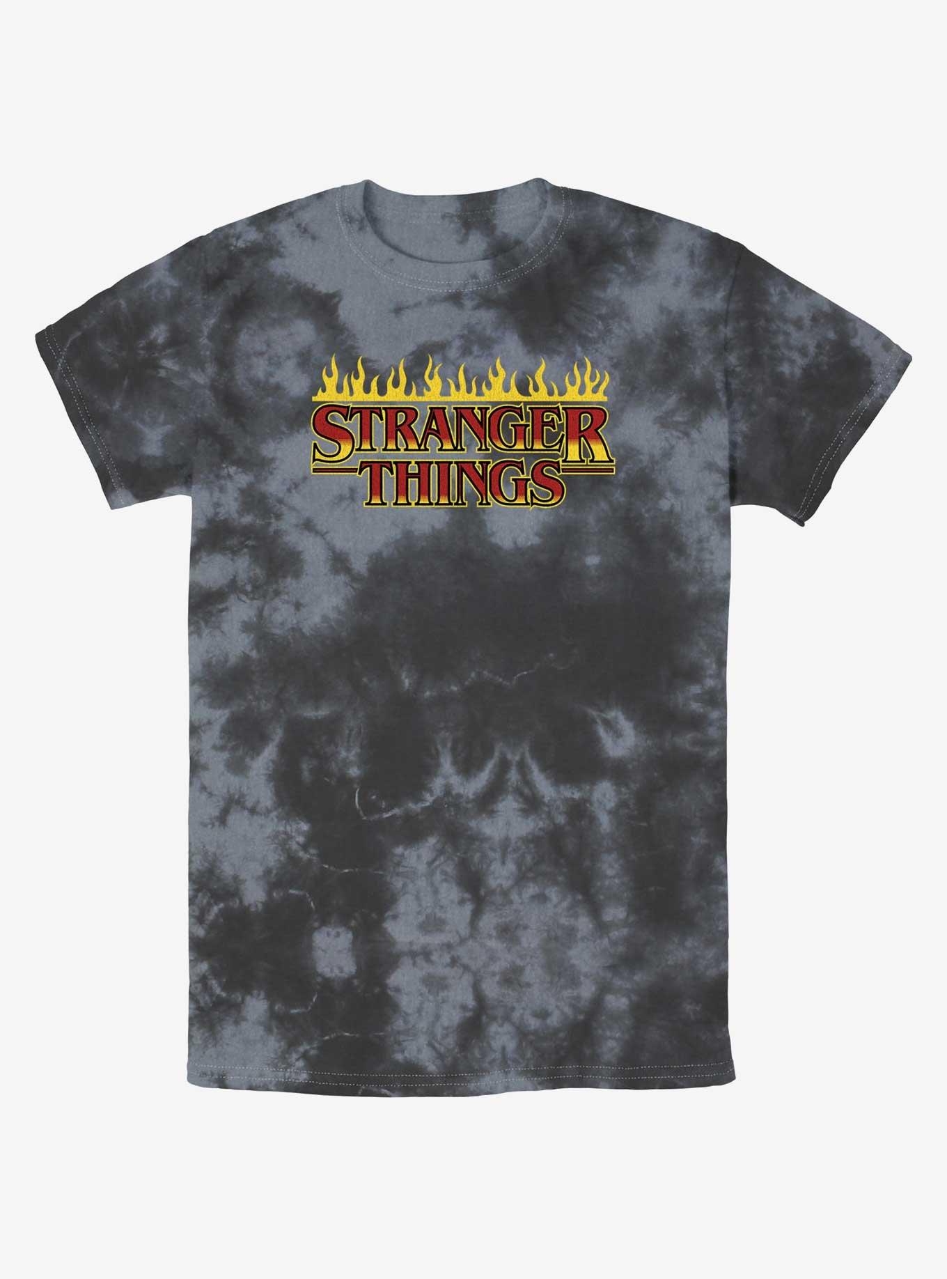 Stranger Things Flaming Logo Tie-Dye T-Shirt, BLKCHAR, hi-res