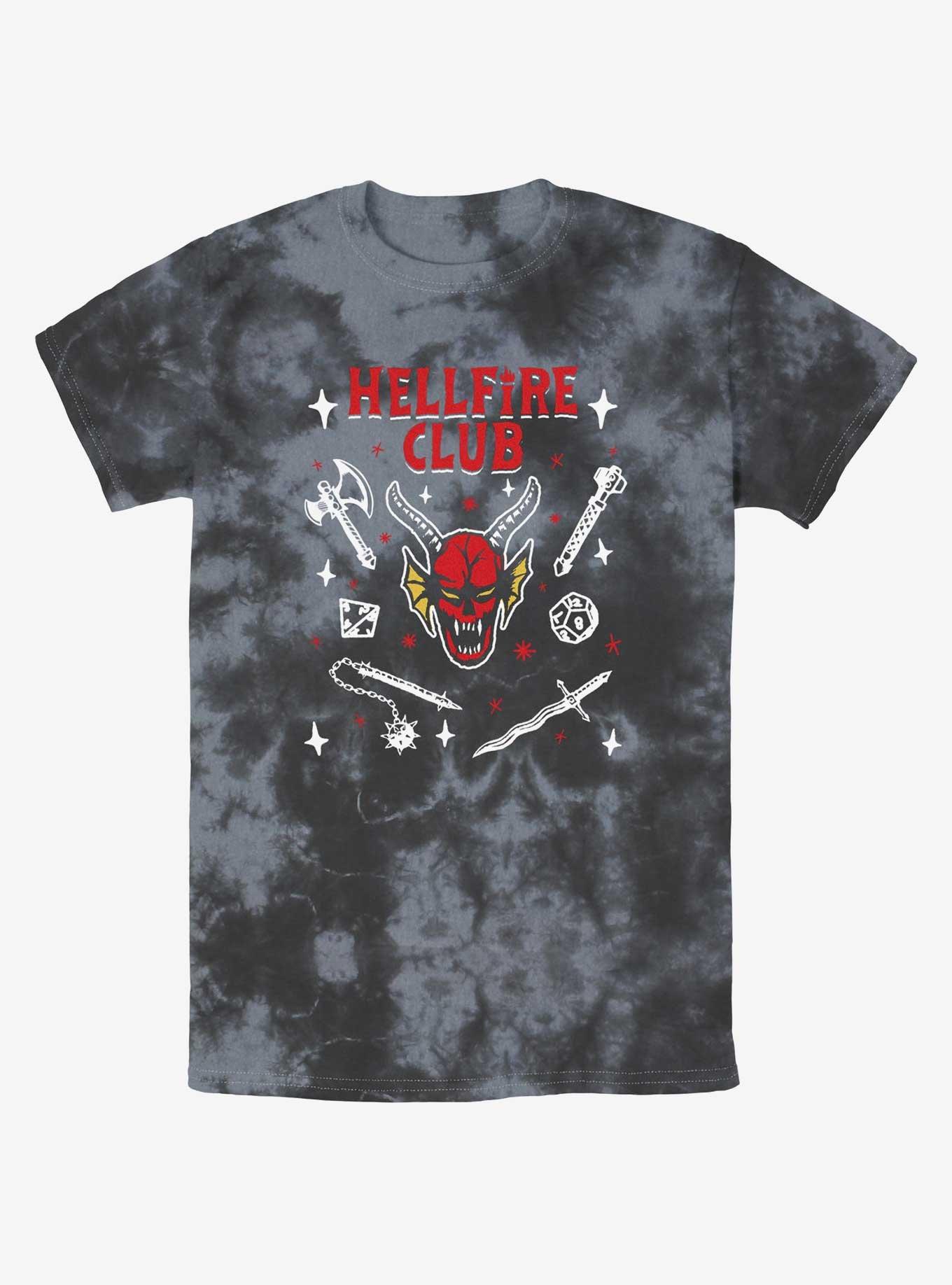 Stranger Things Textbook Hellfire Club Tie-Dye T-Shirt, BLKCHAR, hi-res