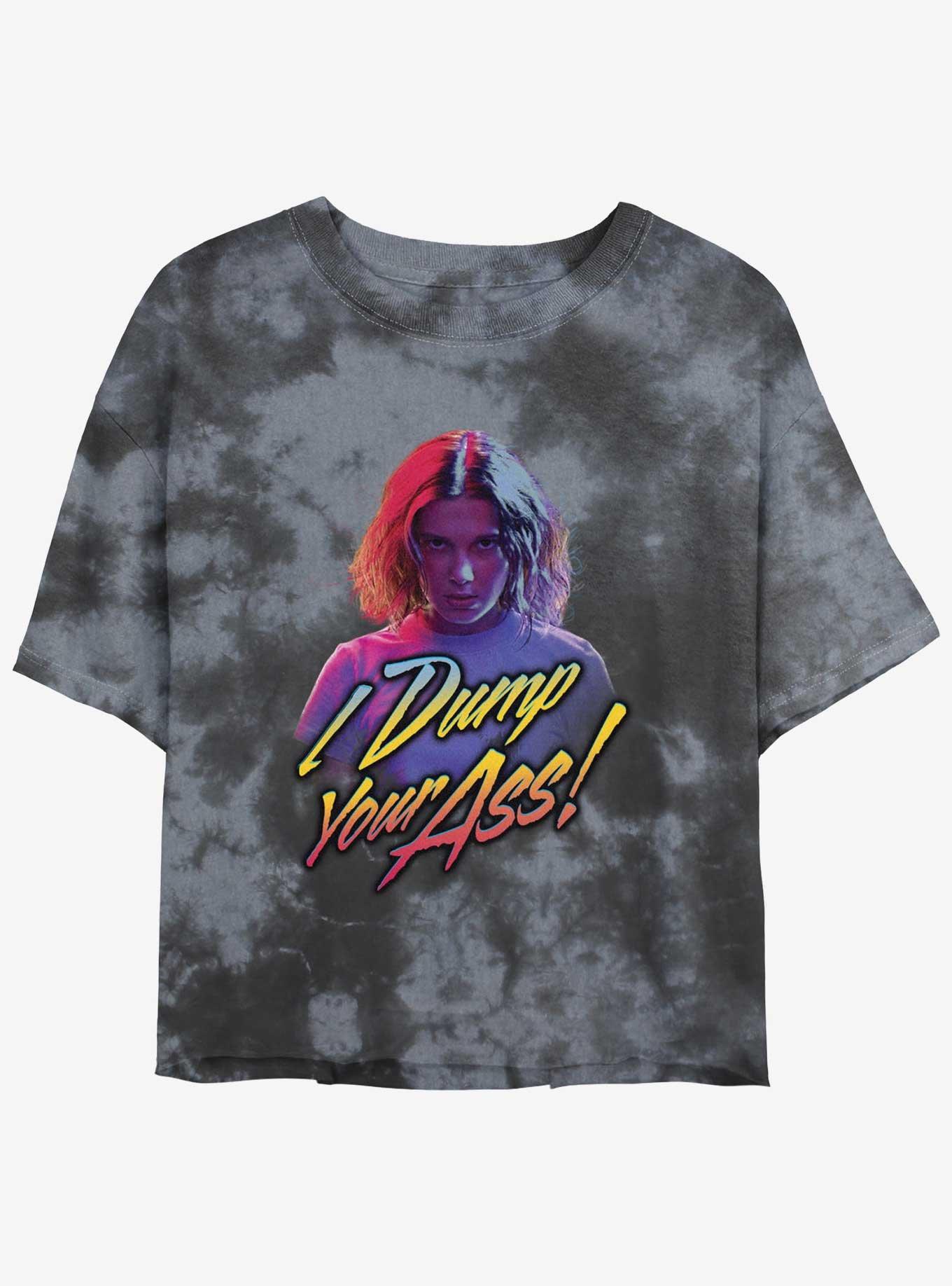 Stranger Things Dump You Tie-Dye Womens Crop T-Shirt, BLKCHAR, hi-res