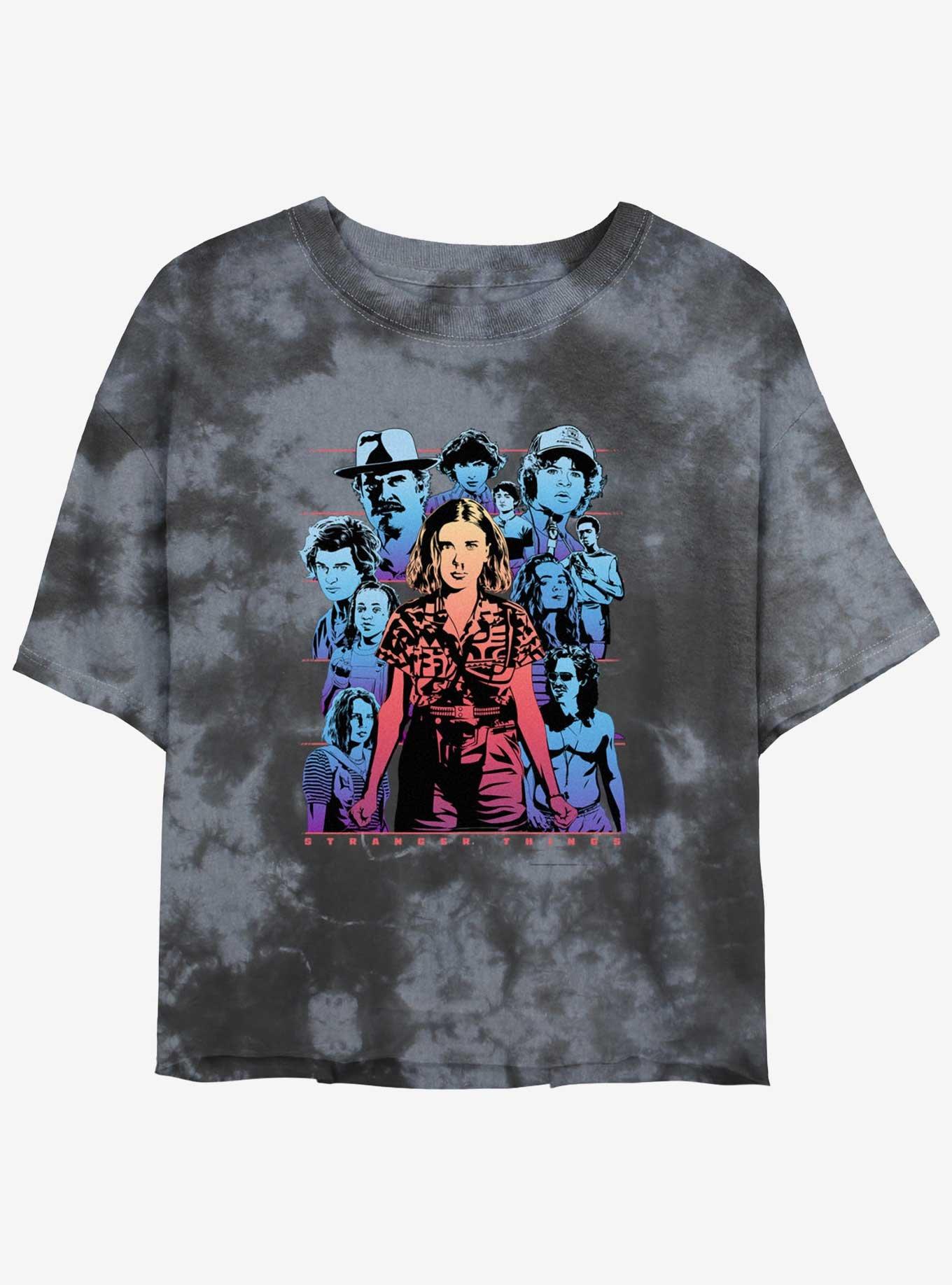 Stranger Things Eleven & Group Tie-Dye Womens Crop T-Shirt, , hi-res