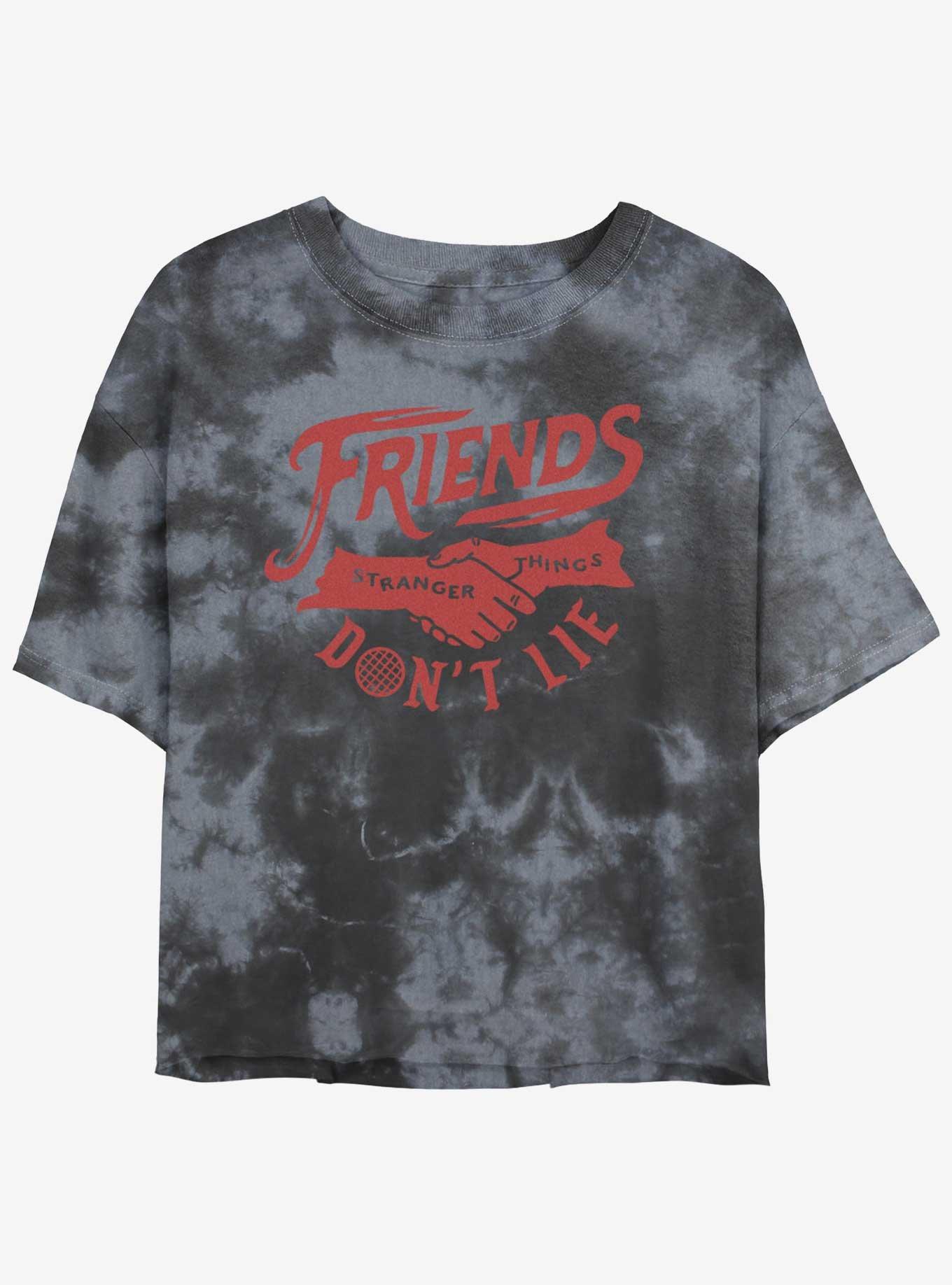 Stranger Things Friends Don't Lie Tie-Dye Womens Crop T-Shirt, BLKCHAR, hi-res