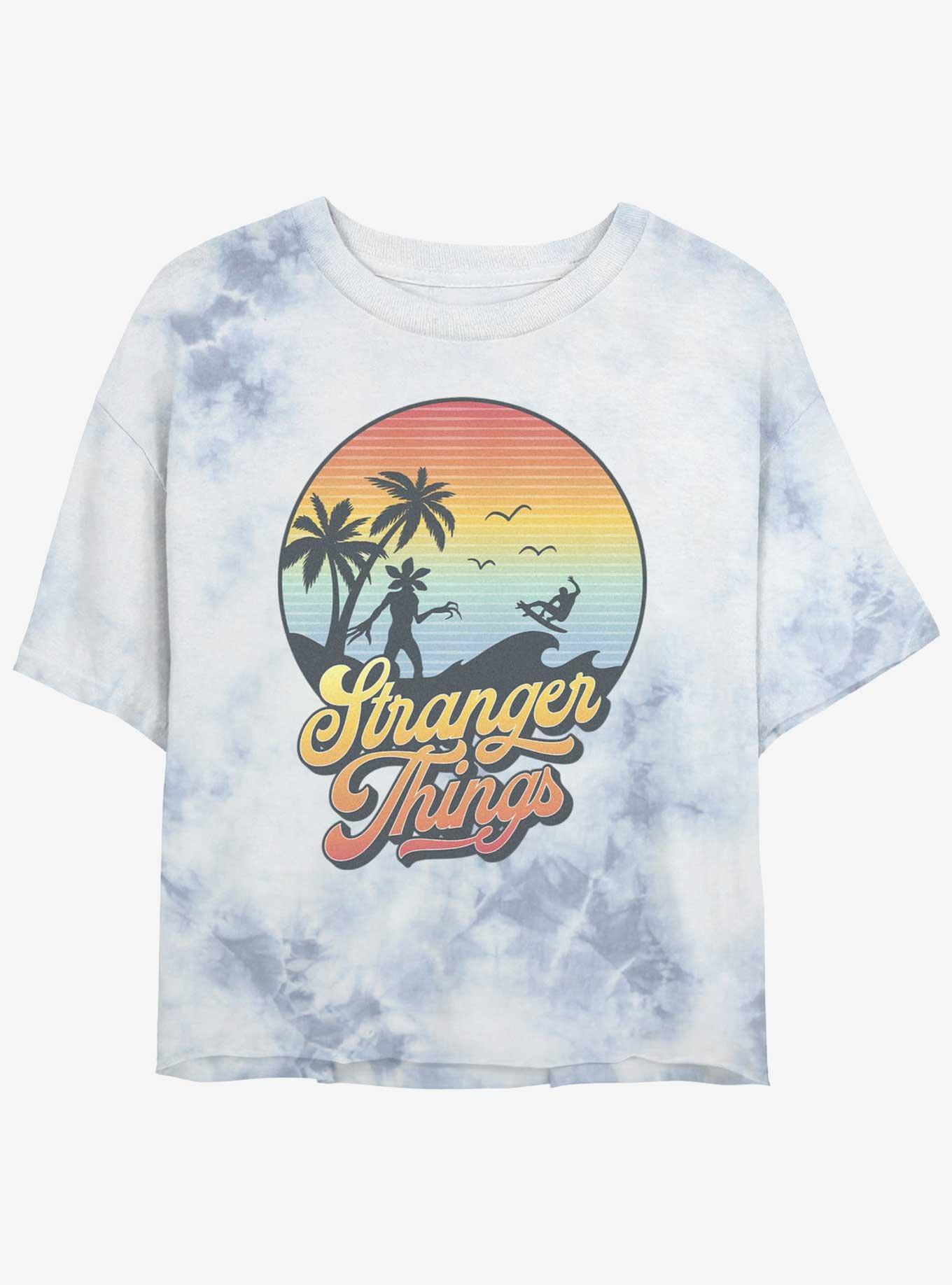 Stranger Things Retro Sun Tie-Dye Womens Crop T-Shirt, , hi-res