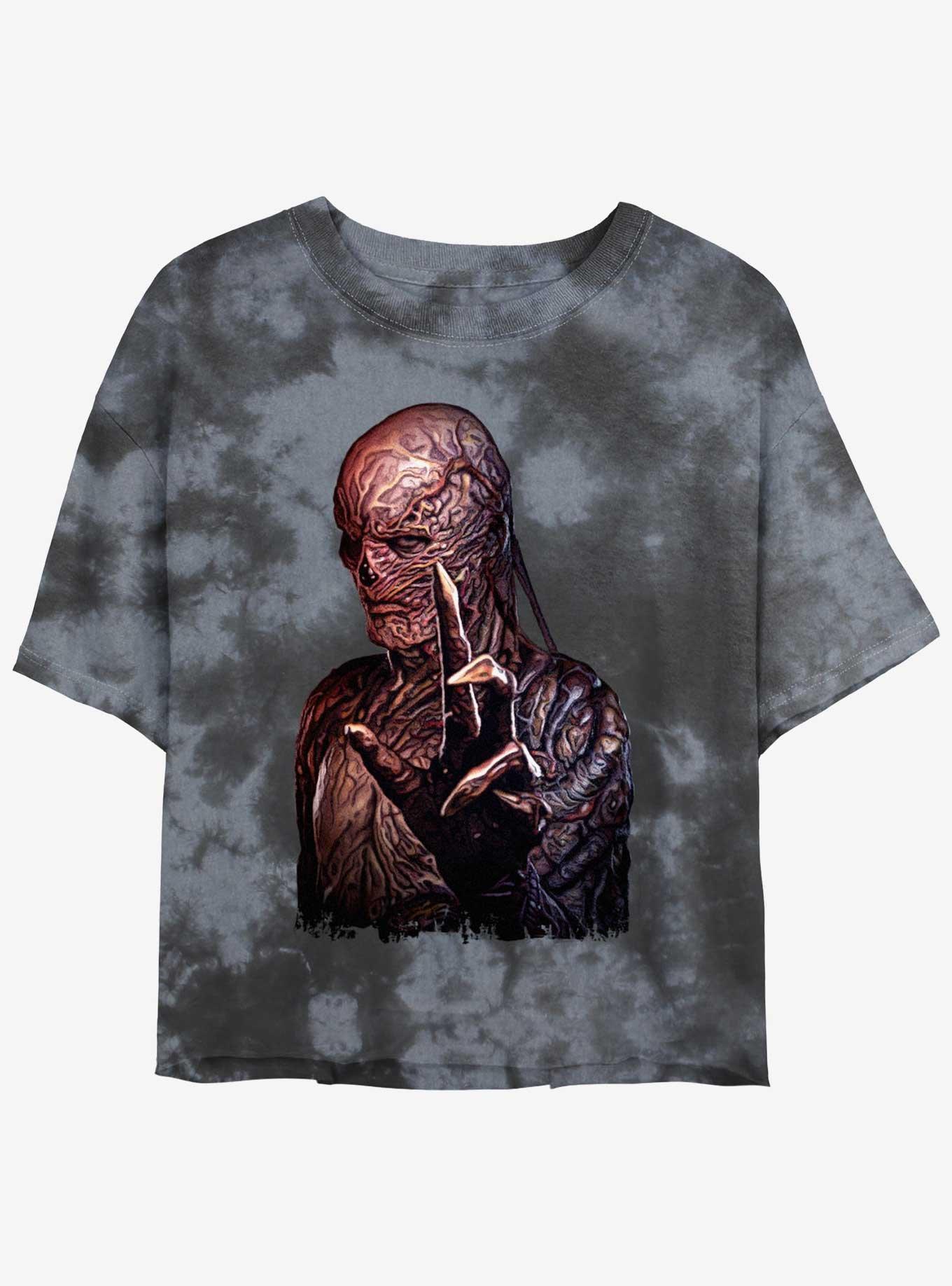 Stranger Things Shadow Vecna Portrait Tie-Dye Womens Crop T-Shirt, BLKCHAR, hi-res