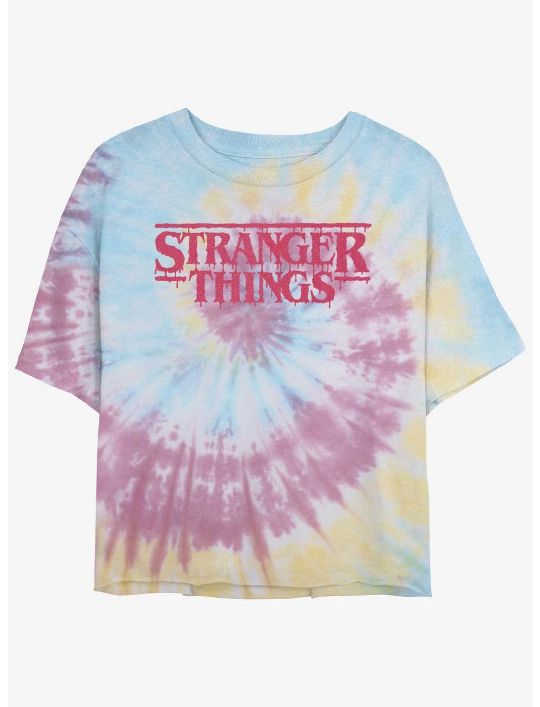 Stranger Things Spooky Logo Tie-Dye Womens Crop T-Shirt, BLUPNKLY, hi-res