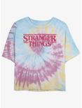Stranger Things Spooky Logo Tie-Dye Womens Crop T-Shirt, BLUPNKLY, hi-res