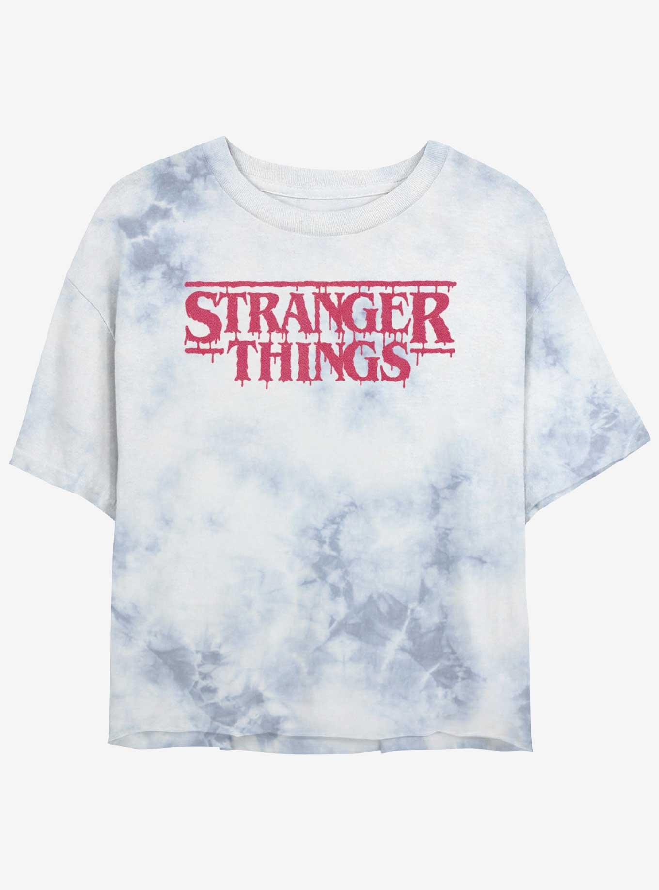 Stranger Things Spooky Logo Tie-Dye Womens Crop T-Shirt, WHITEBLUE, hi-res