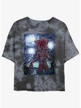 Stranger Things Starry Demogorgon Tie-Dye Womens Crop T-Shirt, BLKCHAR, hi-res