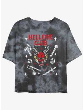 Stranger Things Textbook Hellfire Club Tie-Dye Womens Crop T-Shirt, , hi-res