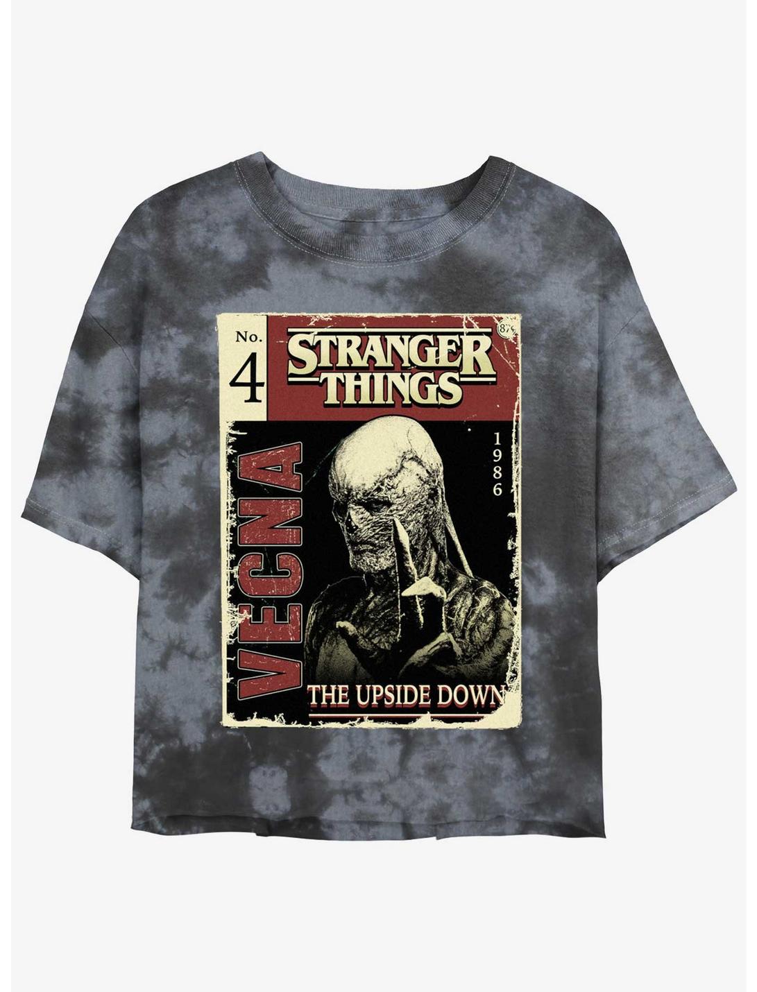 Stranger Things Vecna Pulp Comic Tie-Dye Womens Crop T-Shirt, BLKCHAR, hi-res