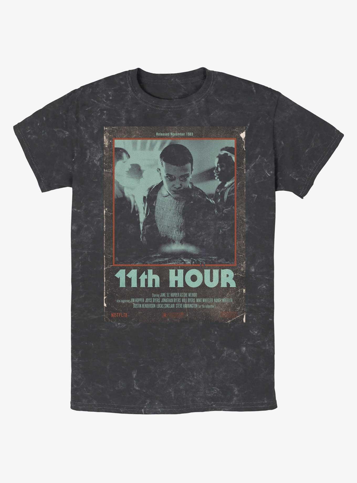 Stranger Things 11th Hour Mineral Wash T-Shirt, BLACK, hi-res