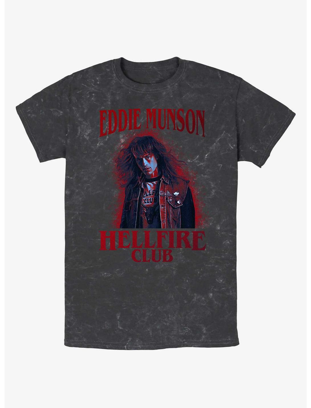 Stranger Things Eddie Munson Hellfire Club Portrait Mineral Wash T-Shirt, BLACK, hi-res