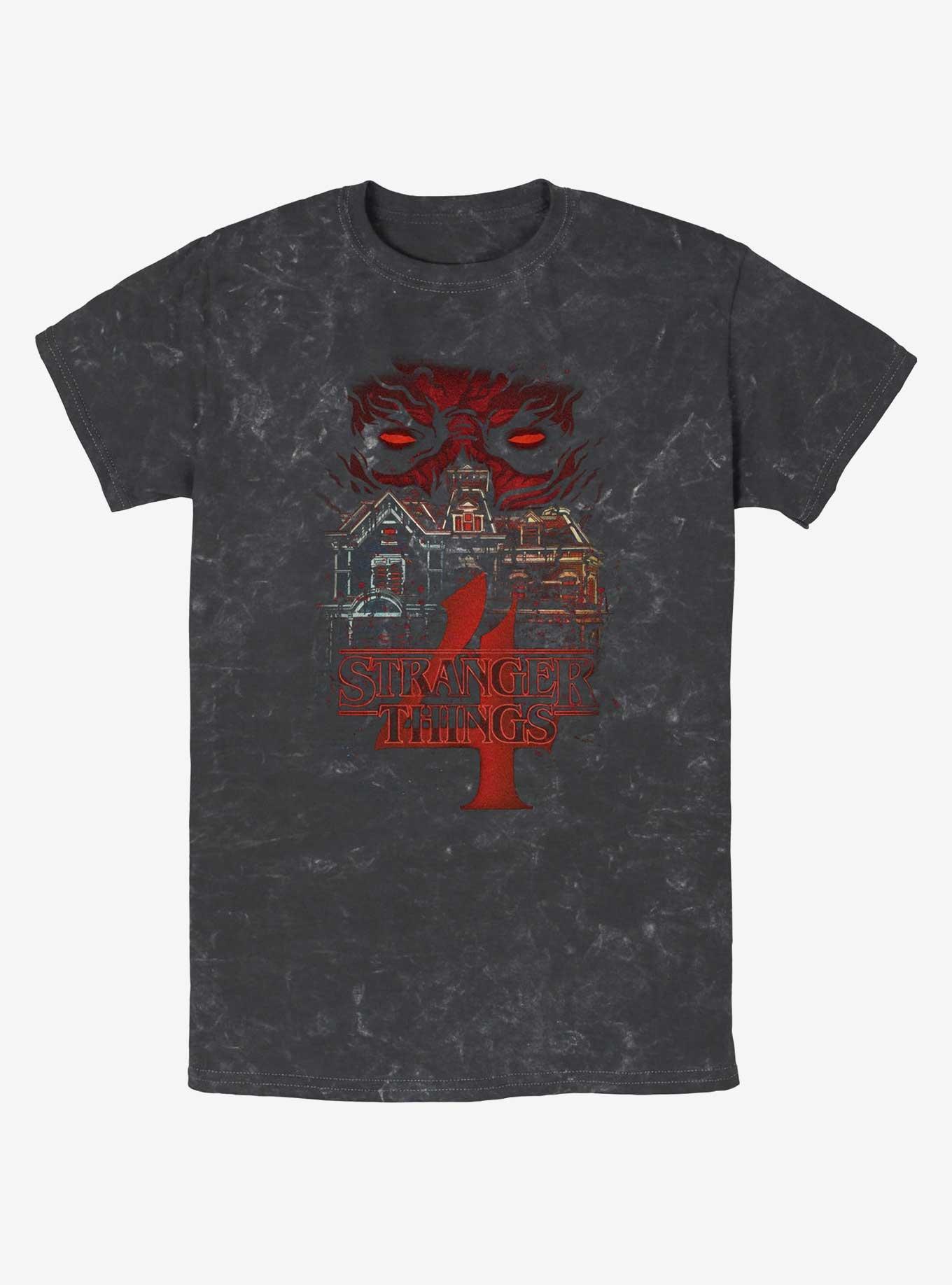 Stranger Things Vecna House Mineral Wash T-Shirt, BLACK, hi-res