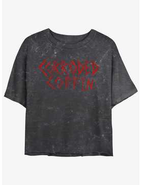 Stranger Things Eddie Munson Corroded Coffin Mineral Wash Womens Crop T-Shirt, , hi-res