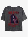 Stranger Things Eddie Munson Hellfire Club Portrait Mineral Wash Womens Crop T-Shirt, BLACK, hi-res