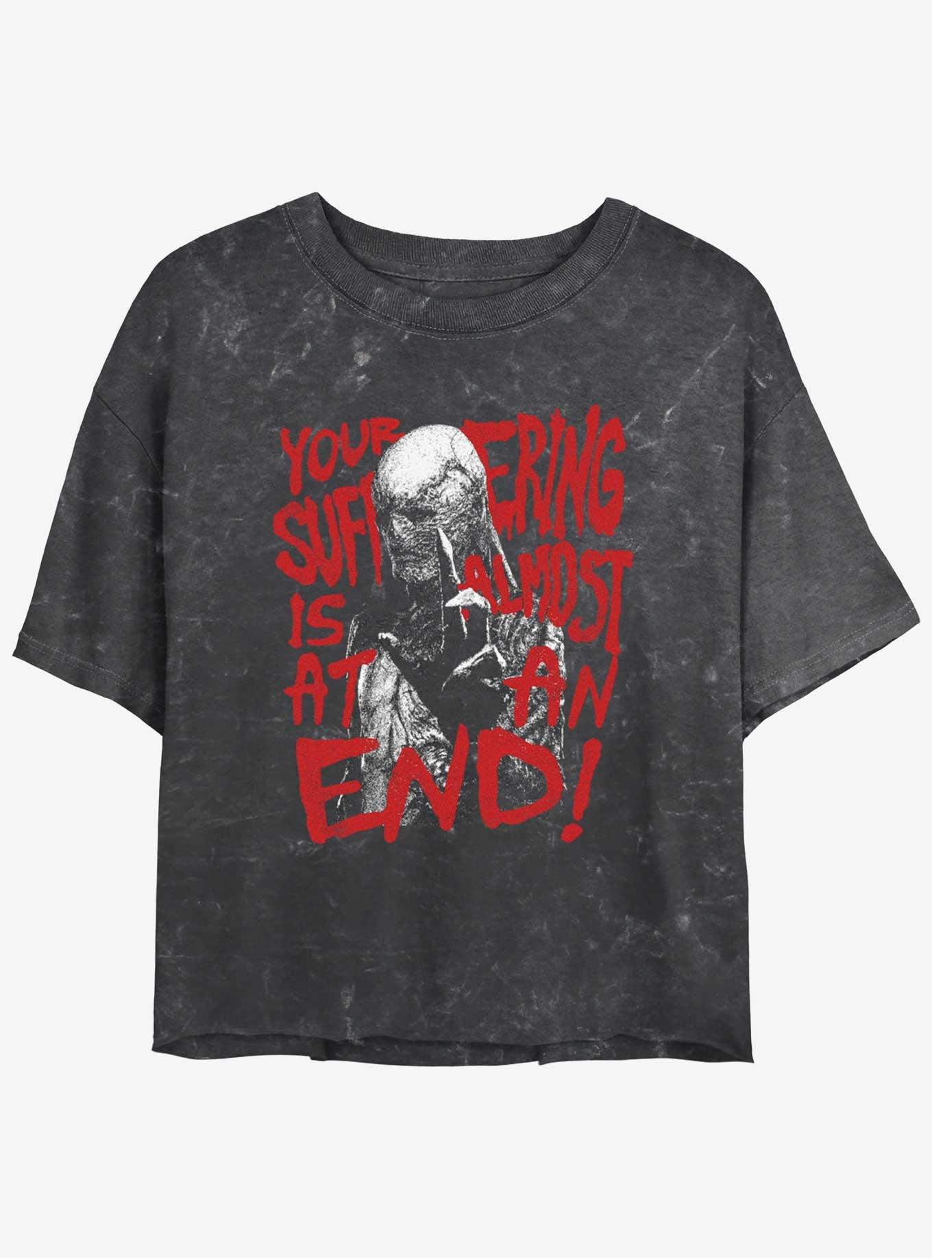 Stranger Things Vecna Suffering At An End Mineral Wash Womens Crop T-Shirt, BLACK, hi-res